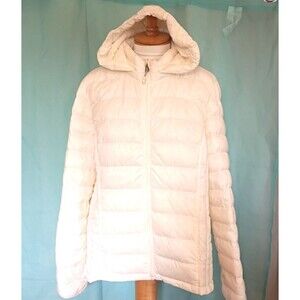 Heat Keep Down Puffer Jacket Coat W/ zip off Hood White Women's Size XL